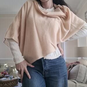 Hannah Rose Cashmere Cape Poncho Beige